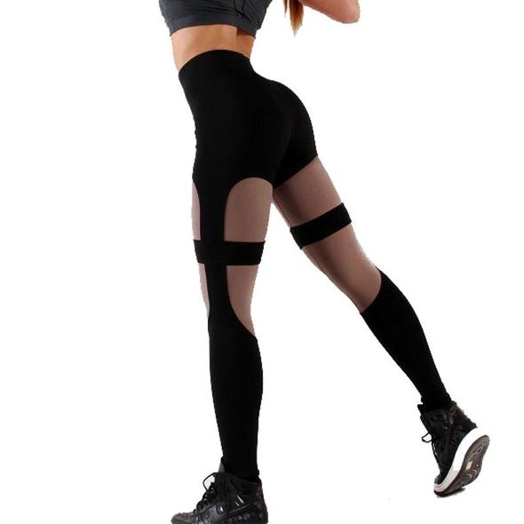 High Waisted Bum Scrunch Mesh Patchwork Push Up Workout Leggings